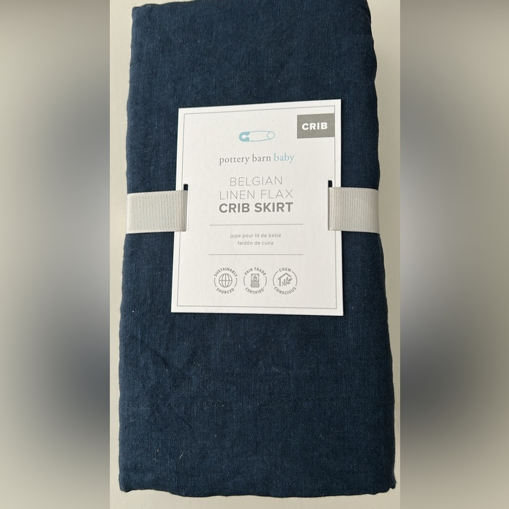 Pottery Barn Baby Toddler Belgian Linen Crib Skirt